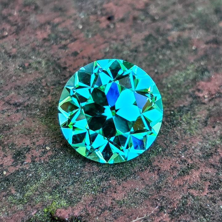 Repurposed Teal "Paraiba" YAG, Traditional Round Brilliant Cut, 11.17 Carats