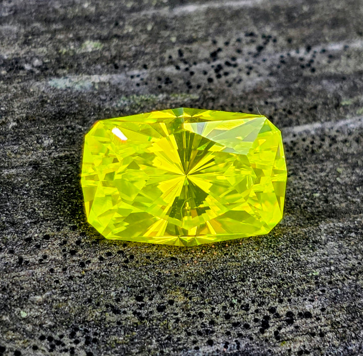 "Ultra" Glow In The Dark Lab Garnet, House Of Sylas Long Cushion Cut, 10.10 Carats
