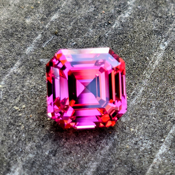 Czochralski Titanium Pink Sapphire, Asscher Cut, 12.07 Carats
