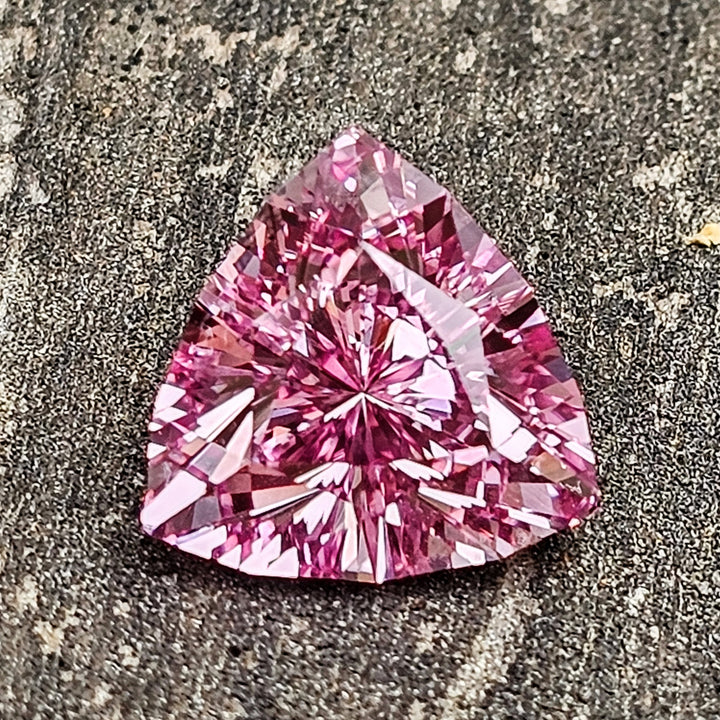Pinkish Peach Padparadscha Lab Sapphire, Trillian Internal Reflections Cut, 8.08 Carats
