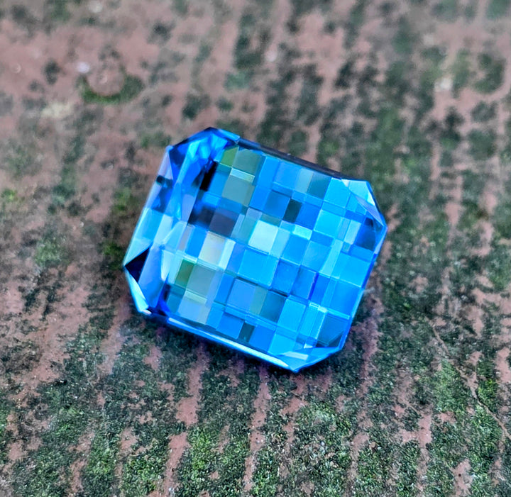 Cornflower Blue Lab Spinel, Pixel Rectangle Cut, 13.98 Carats
