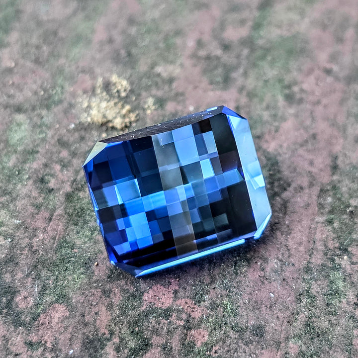 Blue Czochralski Lab Sapphire, Pixel Rectangle Cut, 11.37 Carats