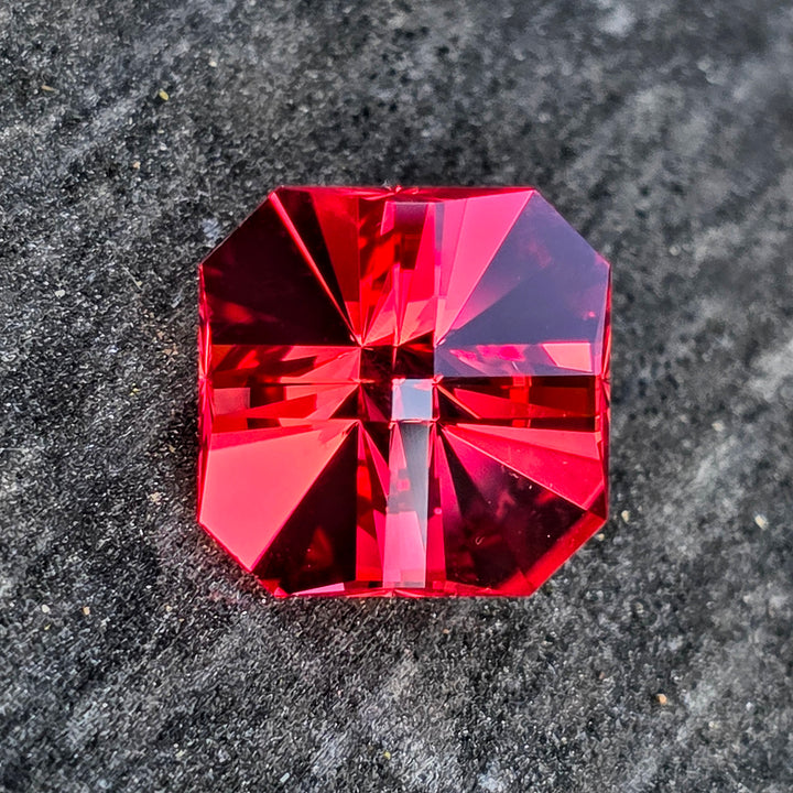 Medium Orange Czochralski Lab Sapphire, Cross Square Cut, 13.17 Carats