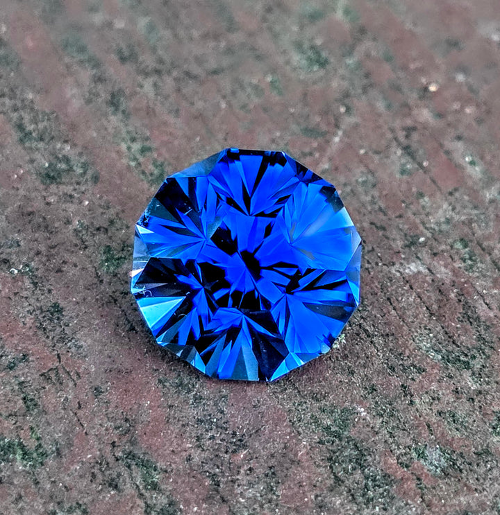 Blue Czochralski Lab Sapphire, Gnome's Geode Cut, 10.66 Carats