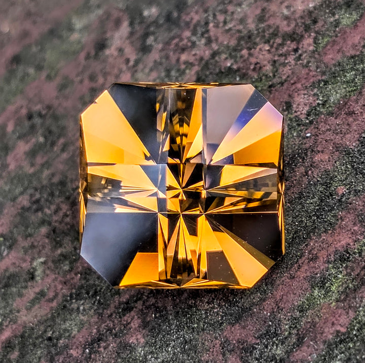 Tangerine Laser Garnet, Cross Square Cut, 22.13 Carats