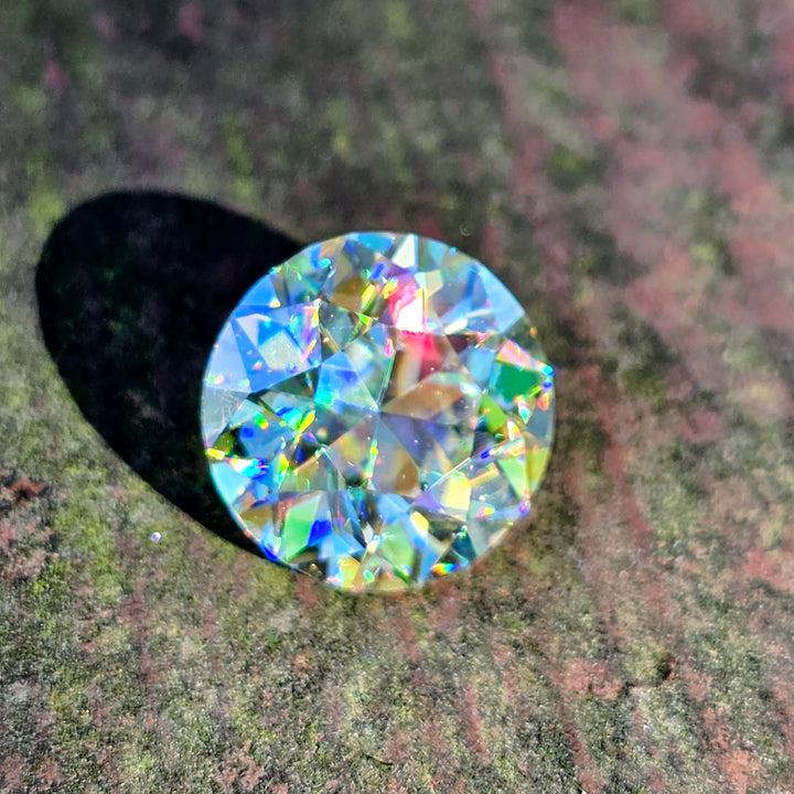 White Rutile 🌈🍭🦄, Traditional Round Brilliant Cut, 8.70 Carats