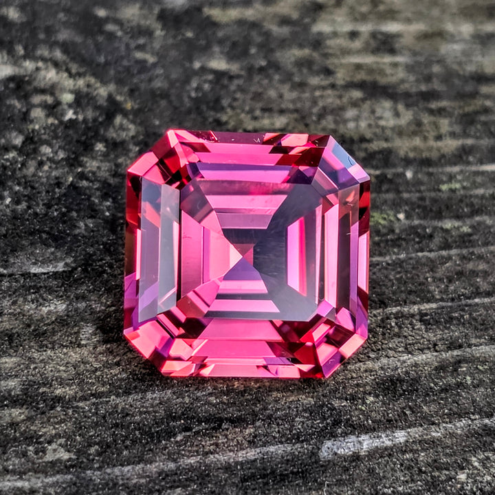 Czochralski Titanium Pink Sapphire, Asscher Cut, 9.68 Carats
