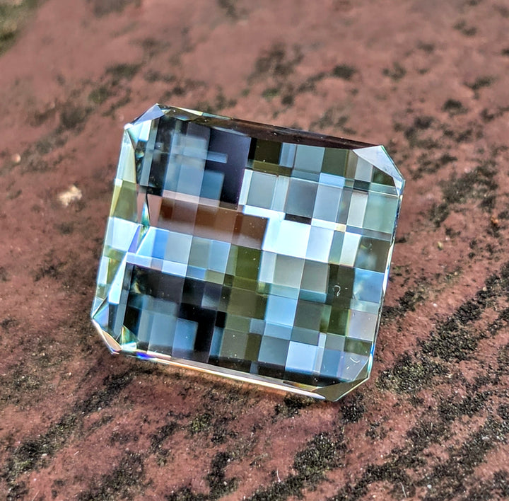 Gray Green Ytterbium YAG, Pixel Rectangle Cut, 13.32 Carats
