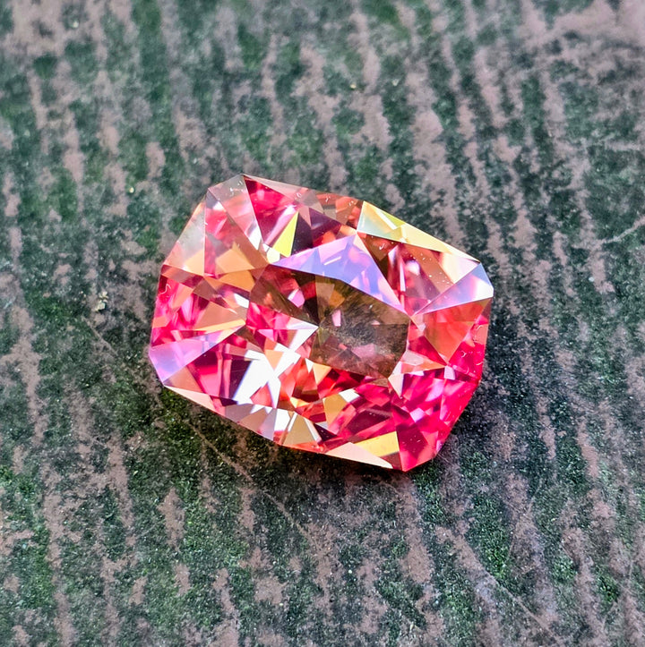 Light Orange Padparadscha Lab Sapphire, Cushion Internal Reflections Cut, 19.77 Carats