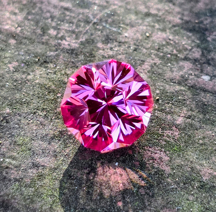 Fire Padparadscha Lab Sapphire, Gnome's Geode Cut, 4.64 Carats