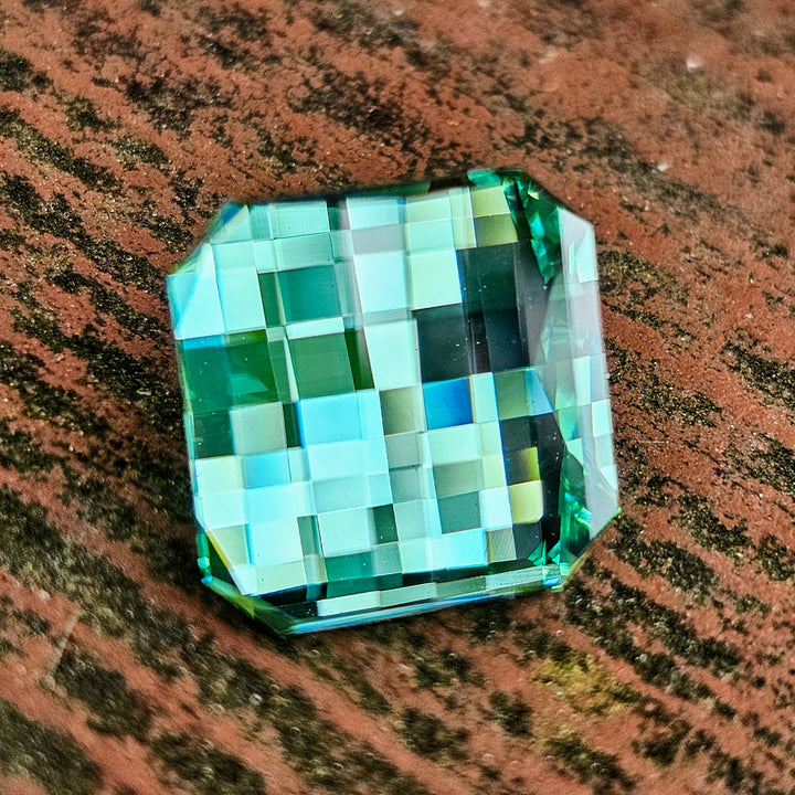 Pastel Mint Laser Garnet, Pixel Square Cut, 10.93 Carats