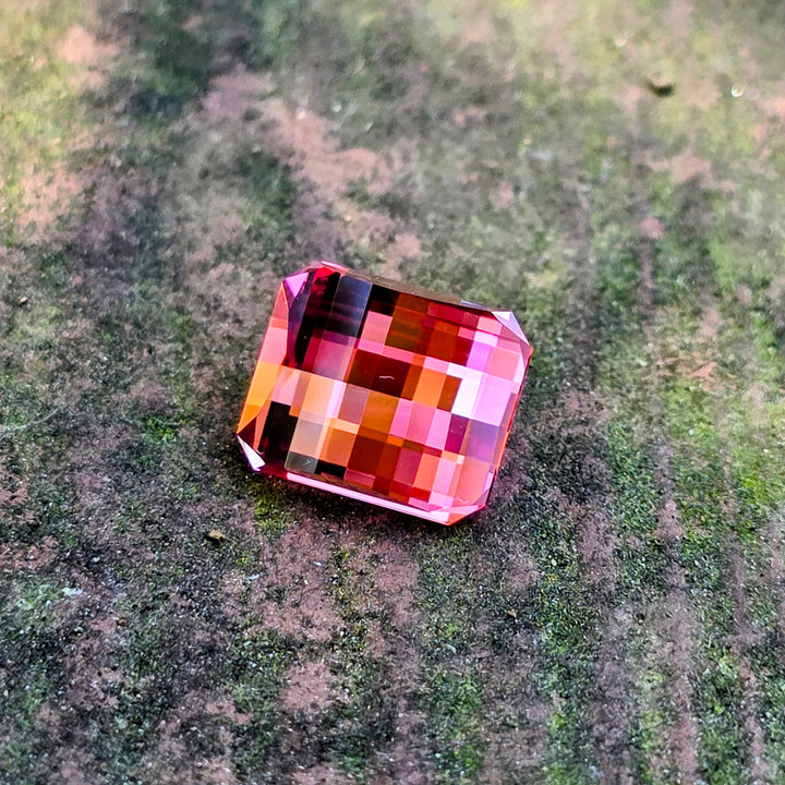 Czochralski Titanium Pink Sapphire, Pixel Rectangle Cut, 5.93 Carats