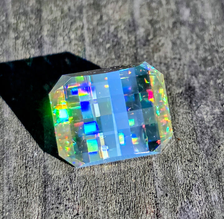 White Rutile 🌈🍭🦄, Pixel Rectangle Cut, 10.60 Carats