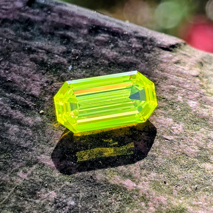 "Ultra" Glow In The Dark Lab Garnet, Stretched Octagon Cut, 5.30 Carats