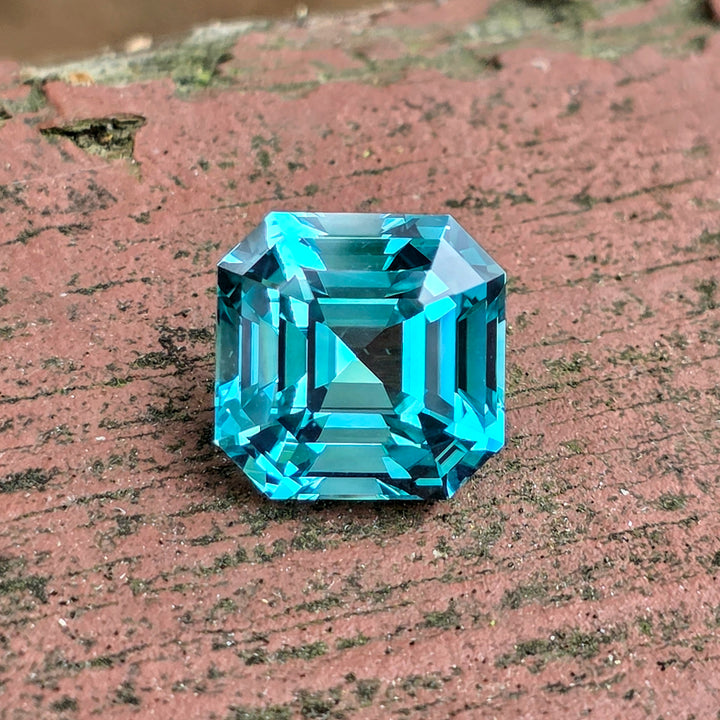 Bright Cobalt Teal Lab Sapphire, Asscher Cut, 8.49 Carats