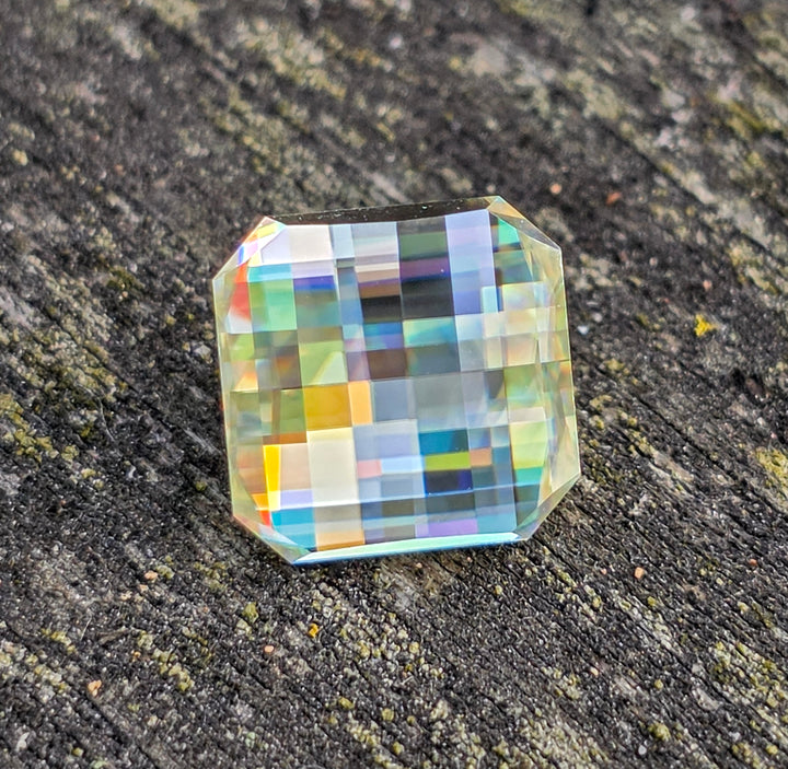 White Rutile 🌈🍭🦄, Pixel Square Cut, 4.30 Carats