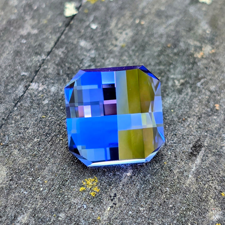 Blue Czochralski Lab Sapphire, Pixel Square Cut, 9.86 Carats