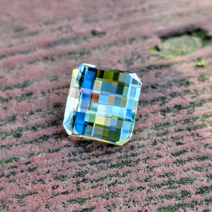 Gray Green Ytterbium YAG, Pixel Square Cut, 11.37 Carats