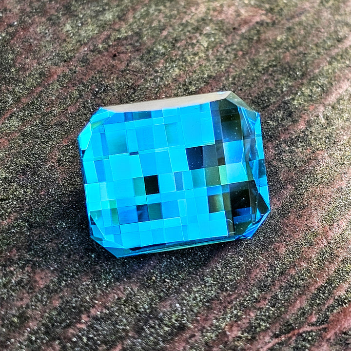 Blue Cobalt YAG, Pixel Rectangle Cut, 11.26 Carats