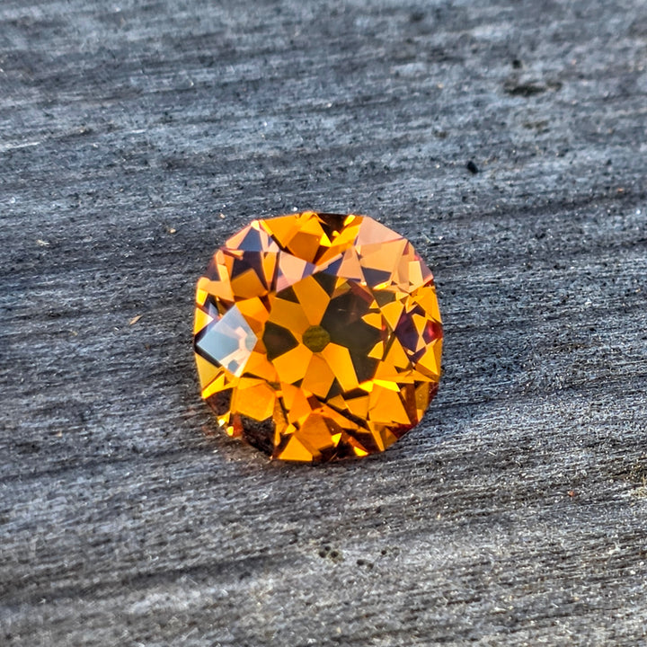 Pumpkin Orange Lab Sapphire, Antique Cushion Cut, 7.79 Carats