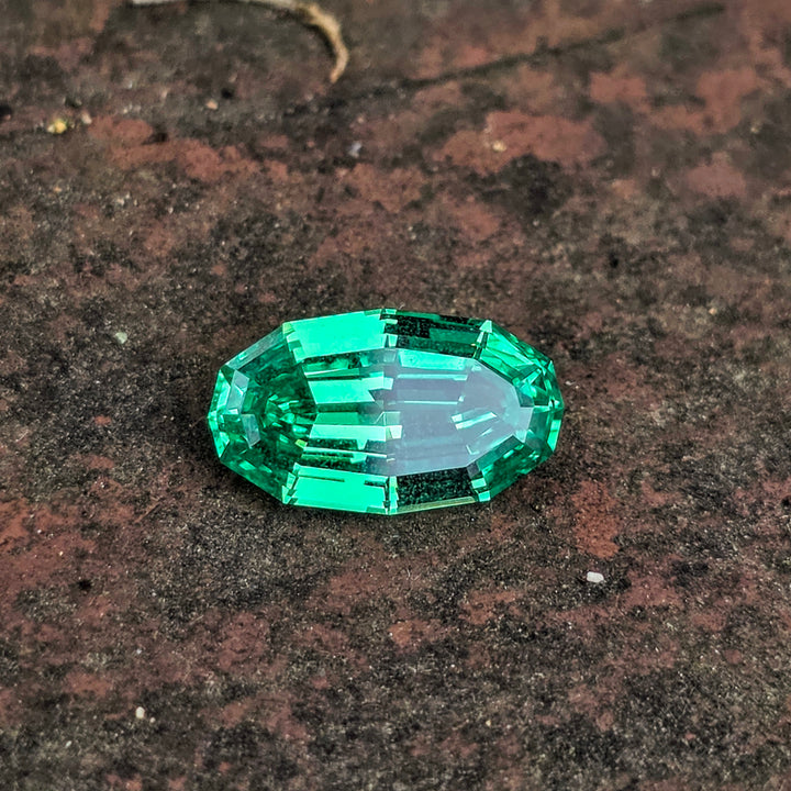 Vivid Green Vanadium YAG, Long Step Oval Cut, 3.60 Carats
