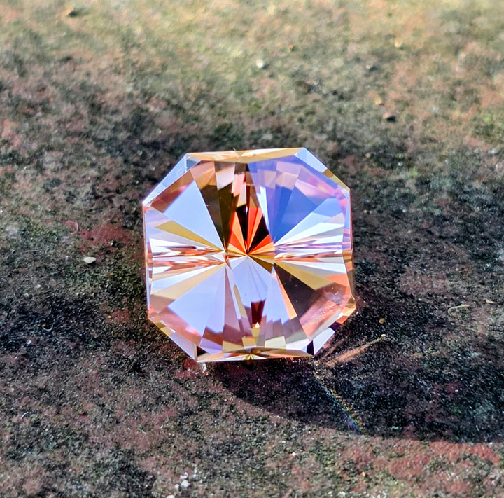 Peachy 🍑 "Morganite" Colored Lab Sapphire, Tessellation Cut, 6.50 Carats