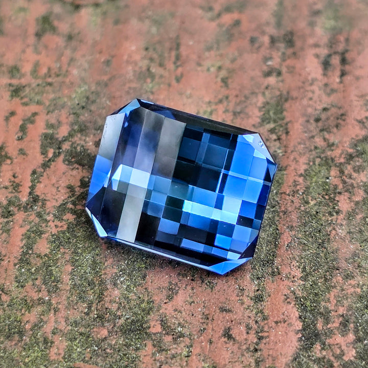 Blue Czochralski Lab Sapphire, Pixel Rectangle Cut, 8.30 Carats