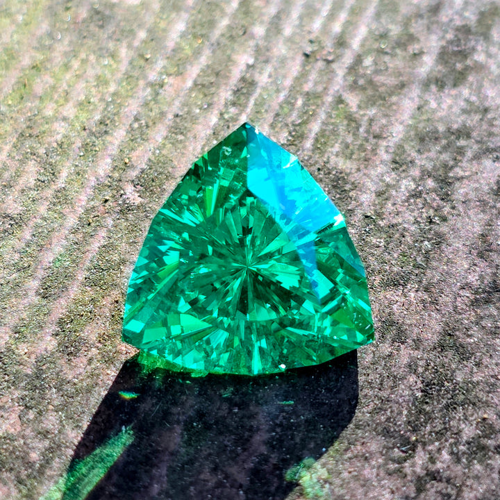 Vivid Green Vanadium YAG, Trillian Internal Reflections Cut, 17.39 Carats