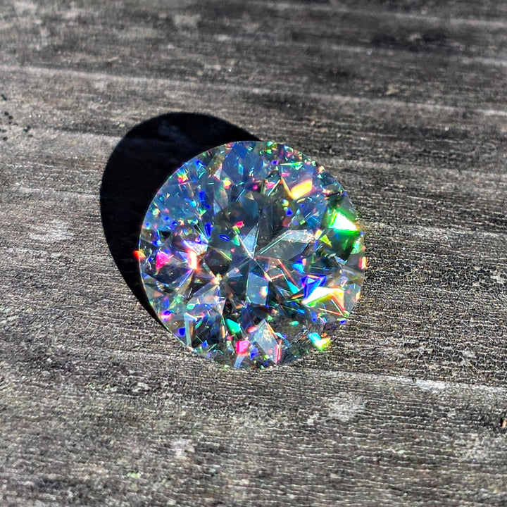 White Rutile 🌈🍭🦄, Traditional Round Brilliant Cut, 10.50 Carats