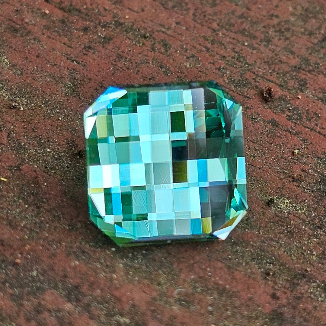 Teal "Paraiba" YAG, Pixel Square Cut, 7.99 Carats - DJEVA