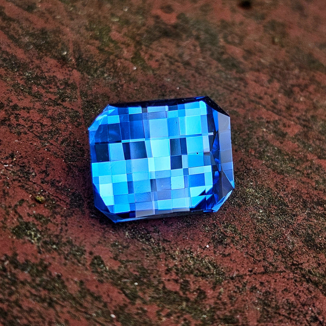 Vivid Blue Lab Spinel, Pixel Rectangle Cut, 6.81 Carats - DJEVA